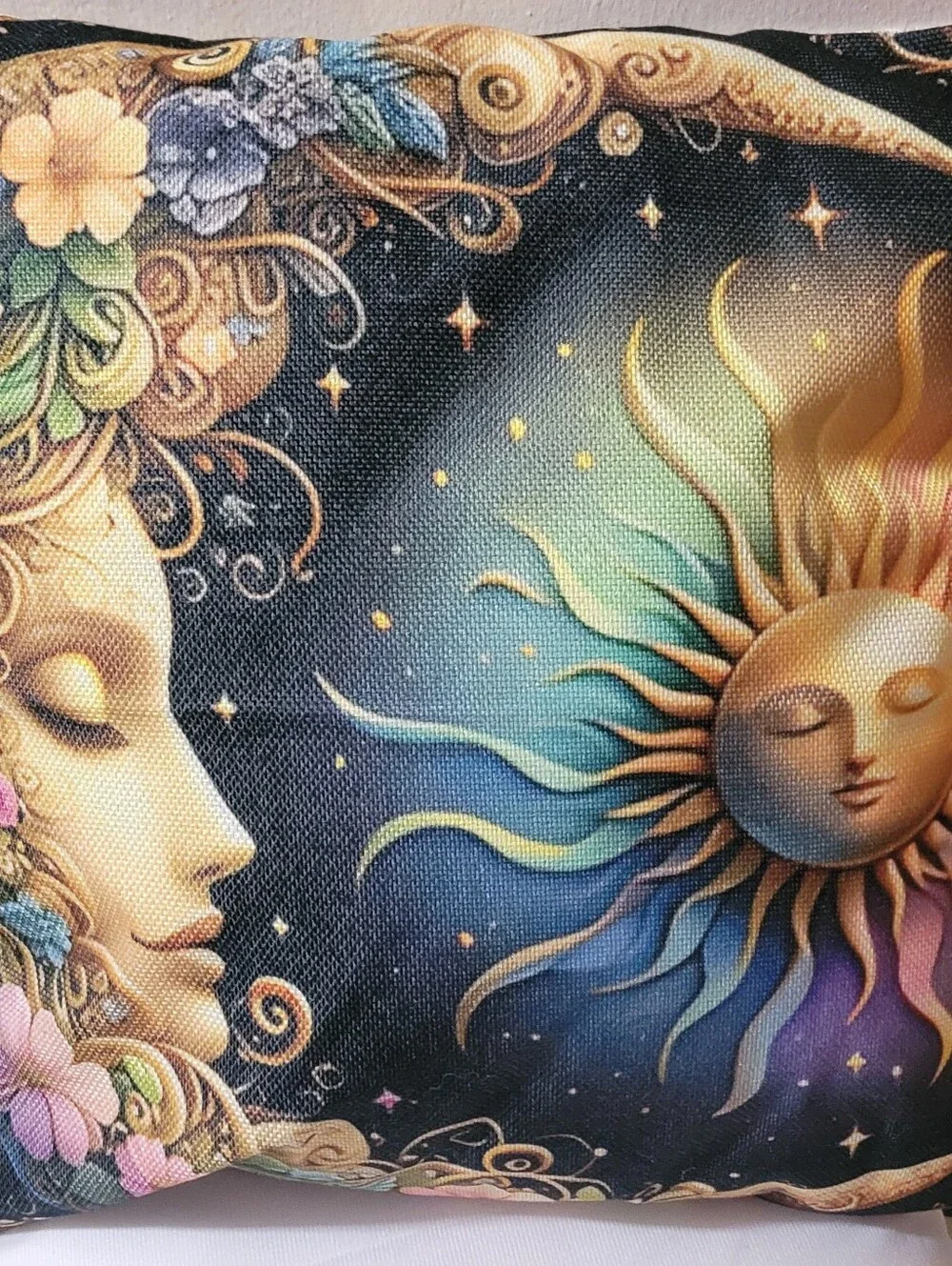 Sun and Moon Floral Pillow 18 X18 NEW